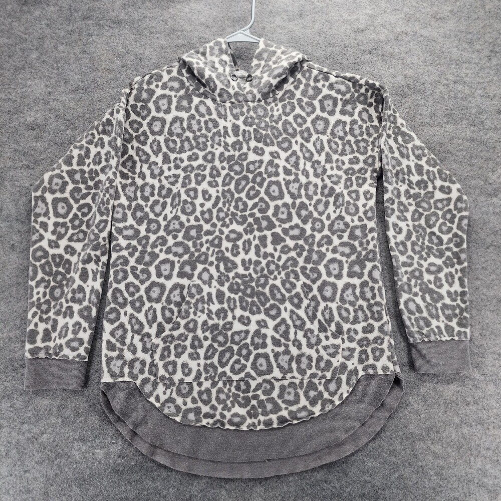 Maurices Shirt Womens Small Long Sleeve Gray Cheetah Leopard Hooded